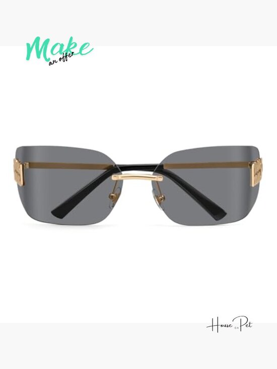 Metal Frame Rimless Y2K Sunglasses Retro Wrap Around Shield main image 6